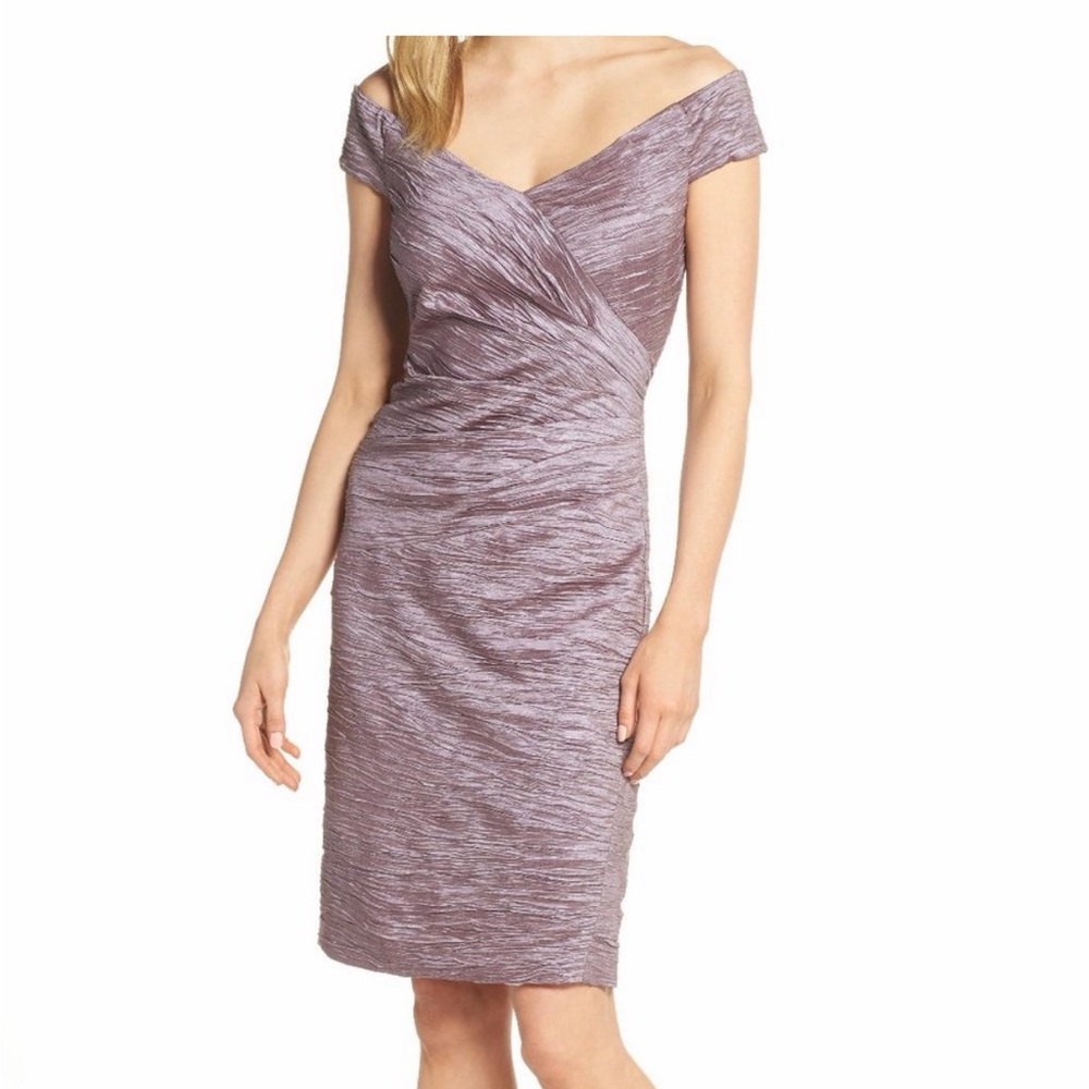 Eliza J Off-Shoulder Lavender Midi Dress